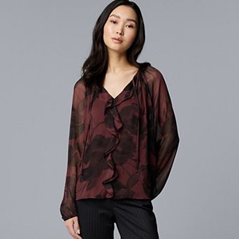 Women's Simply Vera Vera Wang Ruffled Long Sleeve Blouse