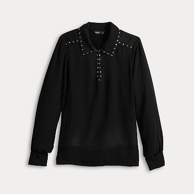 Women's Simply Vera Vera Wang Long Sleeve Rivet Popover
