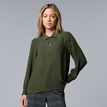 Women's Simply Vera Vera Wang Long Sleeve Rivet Popover