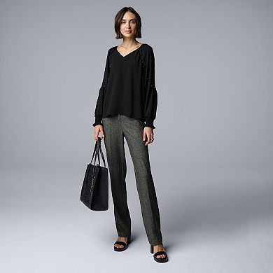 Women's Simply Vera Vera Wang Studded Long Sleeve Blouse