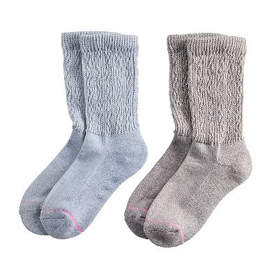 Women's Dr. Motion Texture Column Comfort Top Crew Socks 2-pk.