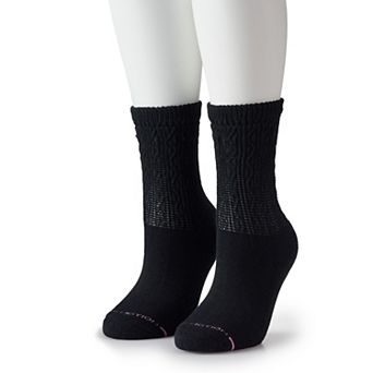 Women's Dr. Motion Texture Column Comfort Top Crew Socks 2 pk