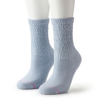 Women's Dr. Motion Texture Column Comfort Top Crew Socks 2 pk