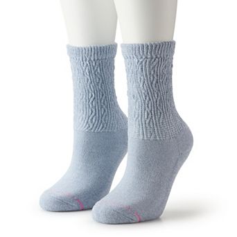 Women's Dr. Motion Texture Column Comfort Top Crew Socks 2 pk