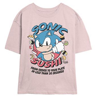 Juniors' Sonic The Hedgehog Sushi In Less Than 30 Seconds Skimmer Graphic Tee