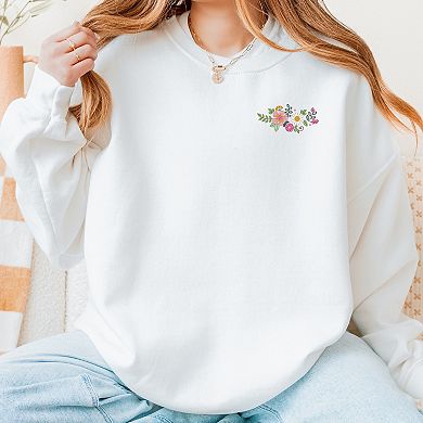 Simply Sage Market Embroidered Flower Cluster Sweatshirt