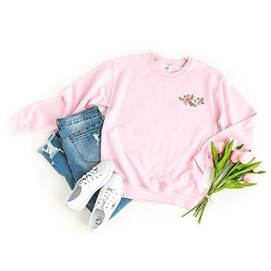 Simply Sage Market Embroidered Flower Cluster Sweatshirt