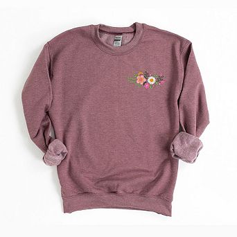 Simply Sage Market Embroidered Flower Cluster Sweatshirt