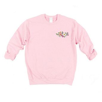 Simply Sage Market Embroidered Flower Cluster Sweatshirt