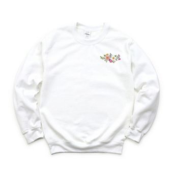 Simply Sage Market Embroidered Flower Cluster Sweatshirt