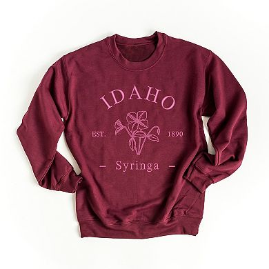 Embroidered Idaho Syringa Flower Pink Thread Sweatshirt