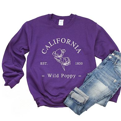 Embroidered California Flower M Royal