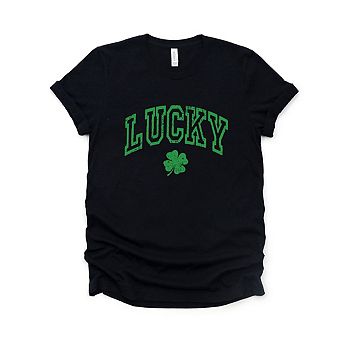 Lucky Clover Distressed Short Sleeve Graphic Tee