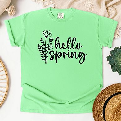 Hello Spring Flowers Garment Dyed Tees