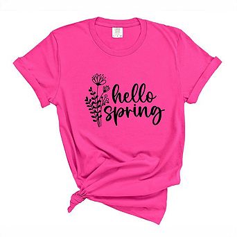 Hello Spring Flowers Garment Dyed Tees