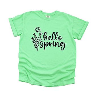 Hello Spring Flowers Garment Dyed Tees