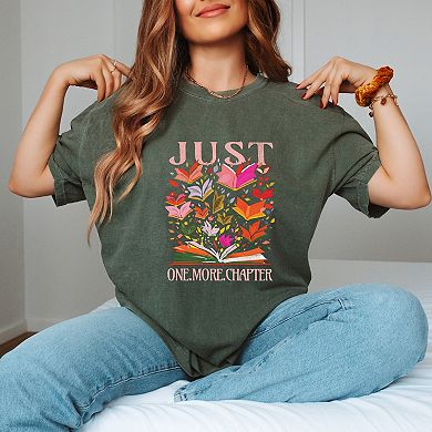Just One More Chapter Books - Womens Garment Dyed Graphic T-Shirt
