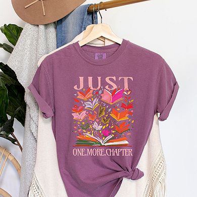 Just One More Chapter Books - Womens Garment Dyed Graphic T-Shirt