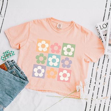 Simply Sage Market Checkered Flowers Boxy Crop Top