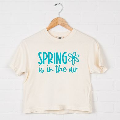 Hello Spring Flowers Relaxed Fit Cropped Tee