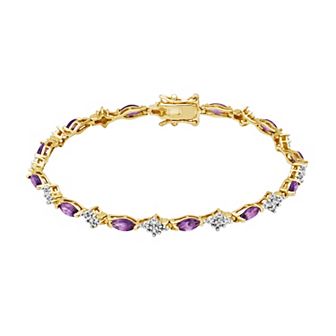 Classic Treasures 18k Gold-Over-Silver African Amethyst and Diamond Accent Bracelet