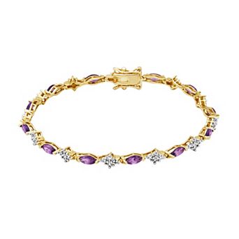 Classic Treasures 18k Gold-Over-Silver African Amethyst and Diamond Accent Bracelet