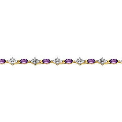 Classic Treasures 18k Gold-Over-Silver African Amethyst and Diamond Accent Bracelet
