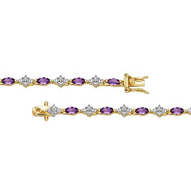 Classic Treasures 18k Gold-Over-Silver African Amethyst and Diamond Accent Bracelet