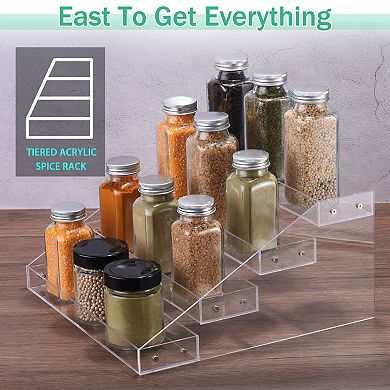 4Tier Spice Rack Organizer Shelf Seasoning Jar Rack for Kitchen Countertop, 12.4"x12.20"x6.22"