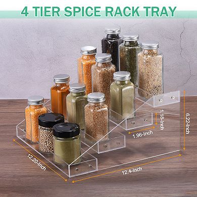 4Tier Spice Rack Organizer Shelf Seasoning Jar Rack for Kitchen Countertop, 12.4"x12.20"x6.22"