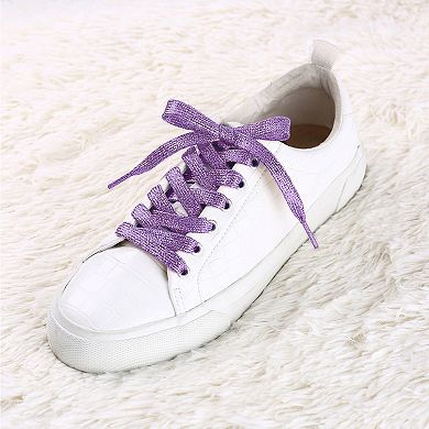 1 Pair Glitter Shiny Metallic Shimmery Flat Sneakers Shoelaces Shoe Laces Strings 51.18"