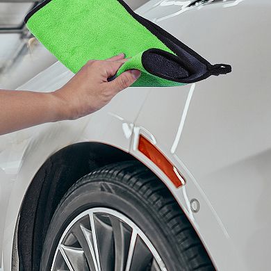 3pcs Car Drying Towel 600GSM Highly Absorbent Car Drying Cloth Gray Green 15.75"x15.75"
