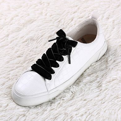 1 Pair Flat Velvet Shoelaces 0.6" Width Ribbon Shoe Laces Strings for Shoes Boots 110cm/43.31"