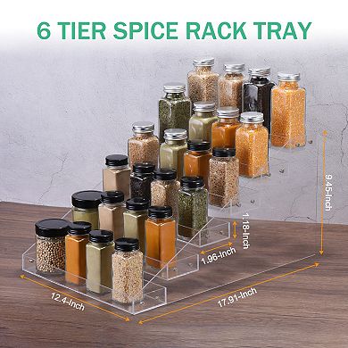 6 Tier Spice Rack Organizer,for Kitchen Countertop, Pantry, Cupboard, 12.4" x 17.91" x 9.45"