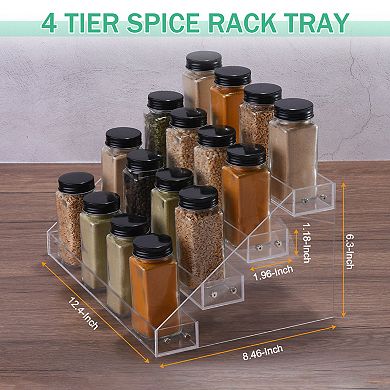 4 Tier Spice Organizer Shelf Seasoning Jar Rack Suitable for Kitchen Countertop 12.4"x8.46"x6.3"