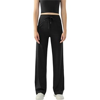 Women's High Waisted Wide Leg Lounge Pants with Drawstring and Pockets