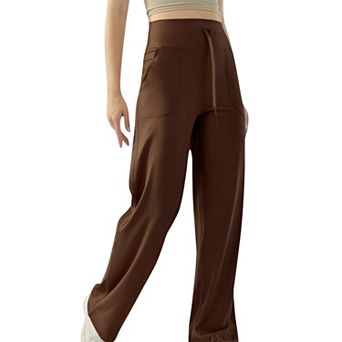 Women's High Waisted Wide Leg Lounge Pants with Drawstring and Pockets