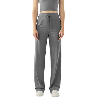 Women's High Waisted Wide Leg Lounge Pants with Drawstring and Pockets