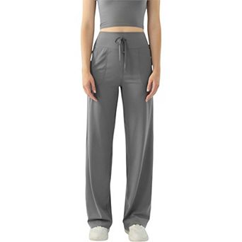 Women's High Waisted Wide Leg Lounge Pants with Drawstring and Pockets