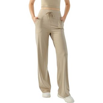 Women's High Waisted Wide Leg Lounge Pants with Drawstring and Pockets