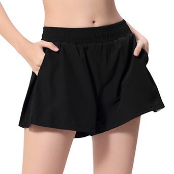 Women's Elastic Waist High Rise Athletic Shorts Lightweight Breathable Fabric