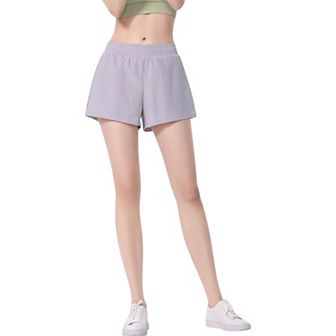 Women's Elastic Waist High Rise Athletic Shorts Lightweight Breathable Fabric