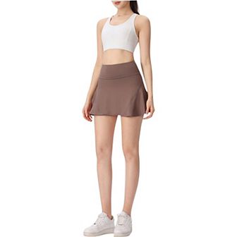 Women's High Waist A-Line Athletic Skort with Built-In Shorts