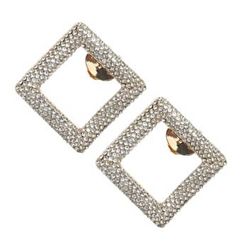 2 pc Faux Crystal Shoe Buckle, Rhinestone Shoe Buckle, Shoe Clips, 2.13"x2.13", Gold Tone