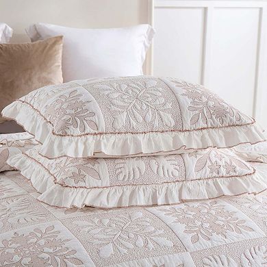 MarCielo 3-Piece Patchwork Bedspread Set Cotton Coverlet Set Lightweight Quilt Set Ruffle