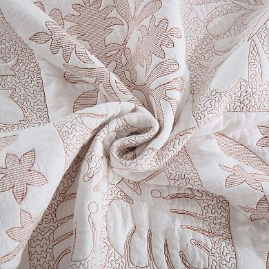MarCielo 3-Piece Patchwork Bedspread Set Cotton Coverlet Set Lightweight Quilt Set Ruffle