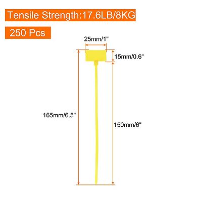 250pcs Marker Cable Zip Ties, 6 Inch Self-Locking Nylon Labels Zip Tie Wraps 3/16"