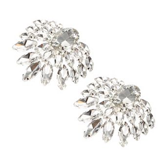 2 pc Faux Crystal Shoe Buckle, Rhinestone Shoe Buckle, Shoe Clips, 1.97"x1.57", Silver Tone