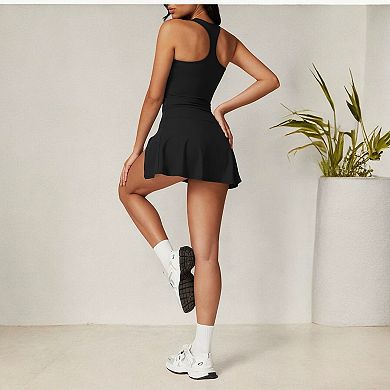 Women's Flare Athletic Skort with Built-in Shorts High Waist
