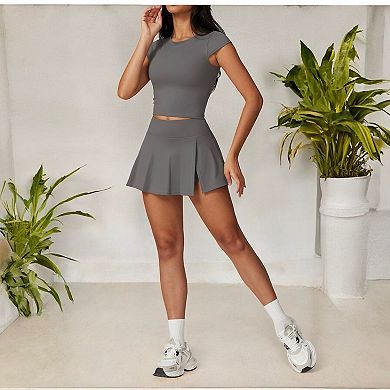 Women's Flare Athletic Skort with Built-in Shorts High Waist